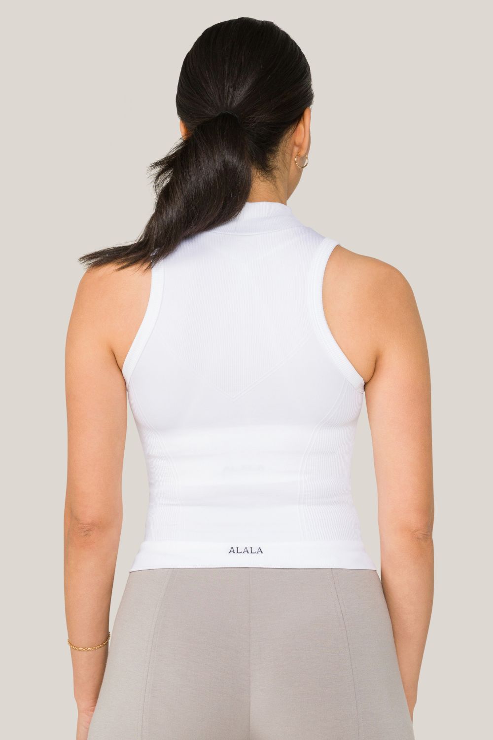 Alala women's seamless mock neck tank top in white