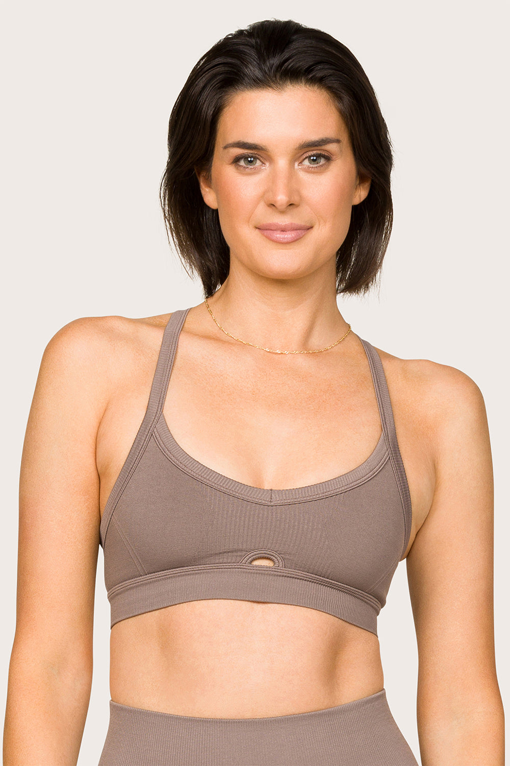 Alala women's Barre cami seamless bra in light brown