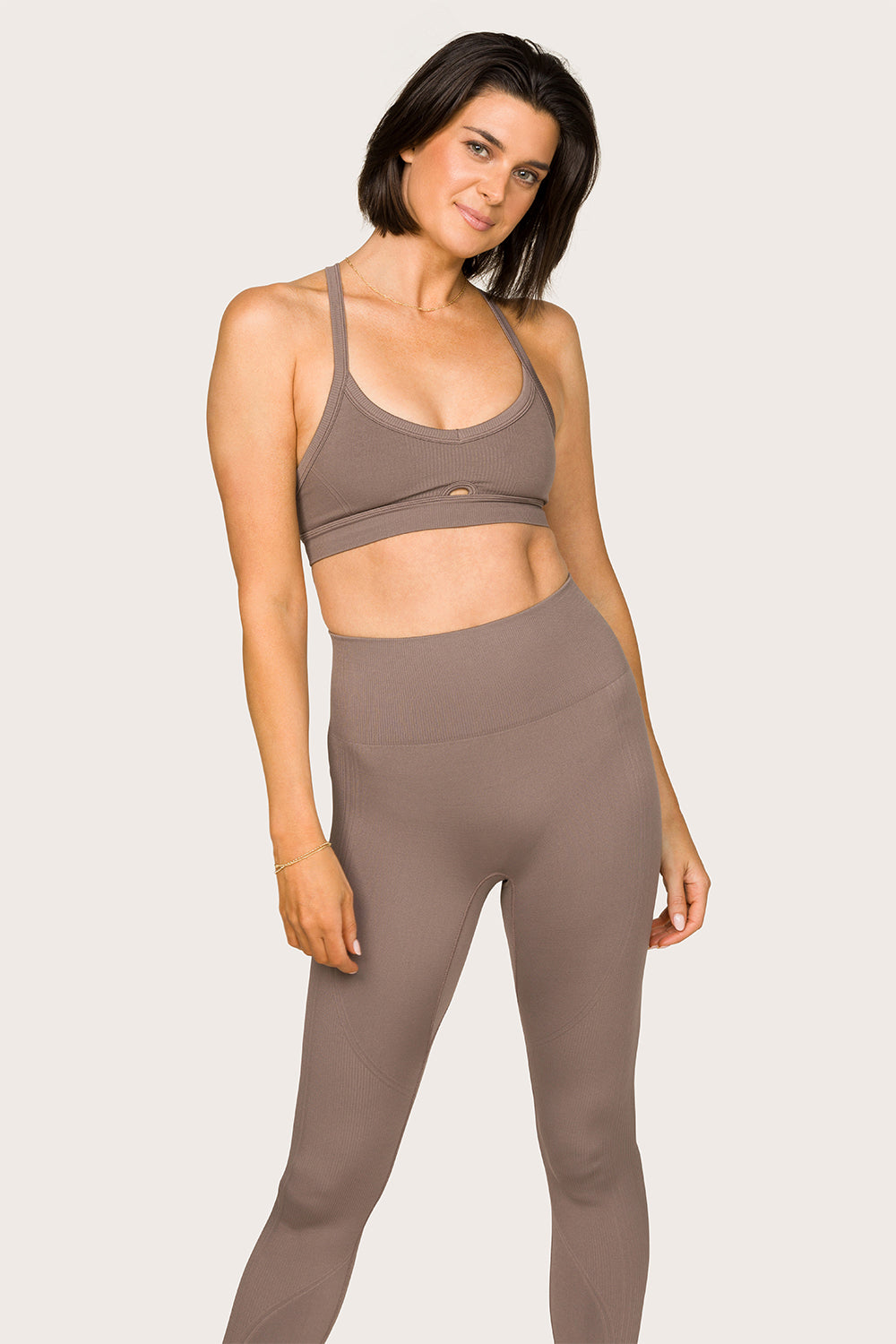 Alala women's Barre cami seamless bra in light brown