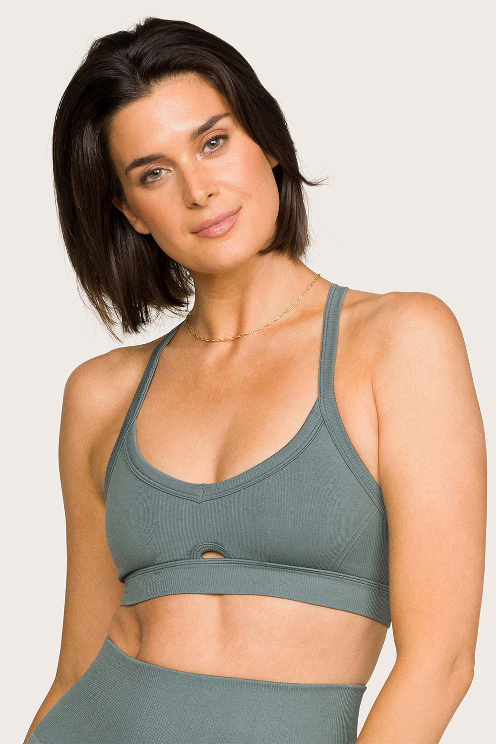 Alala women's Barre cami seamless bra in sage green