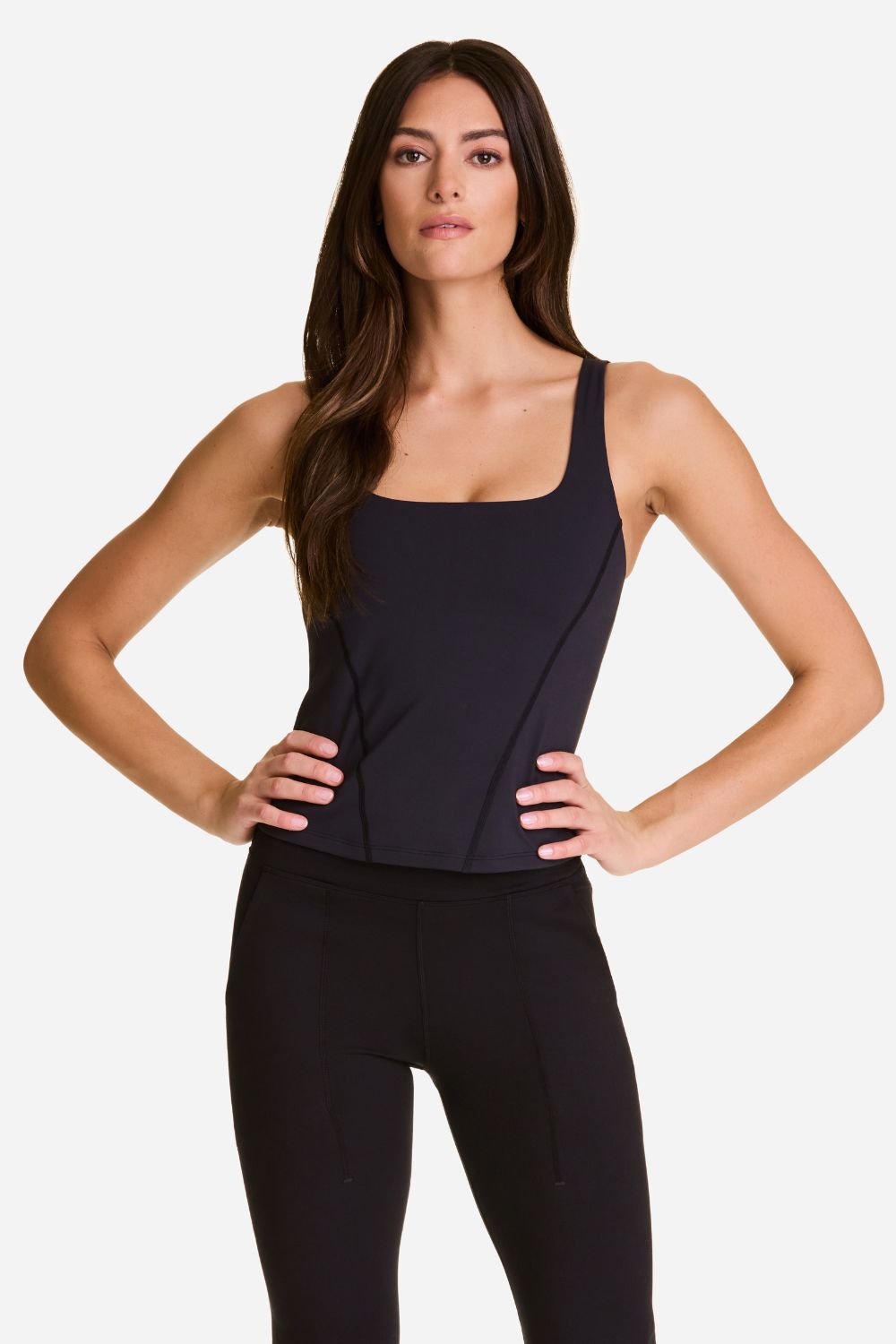 Alala women's black square neck tank top