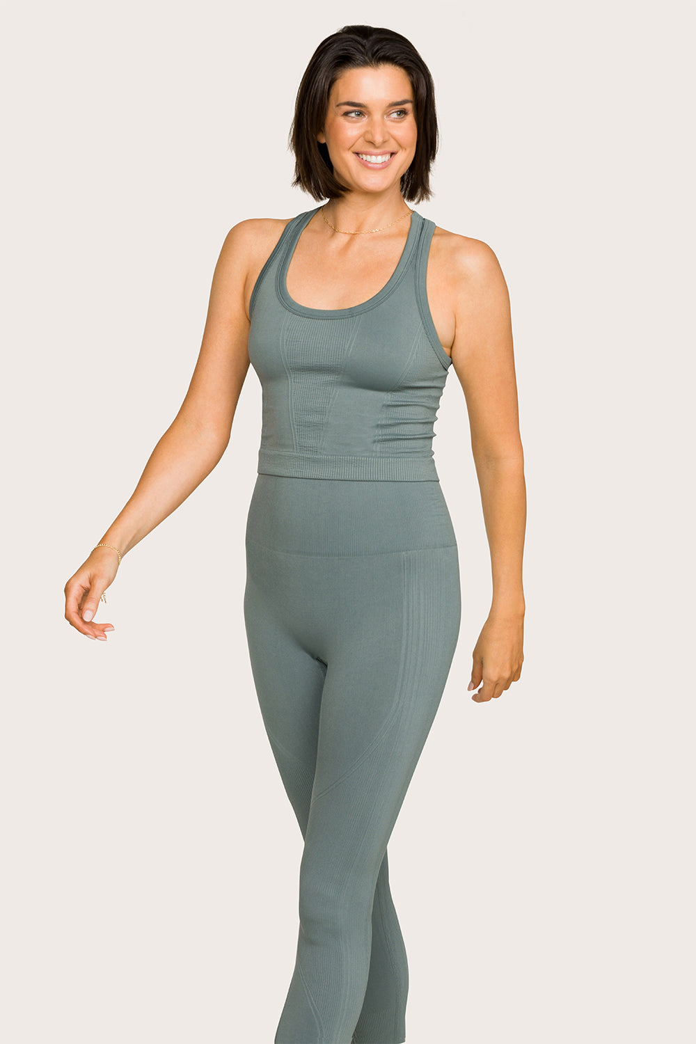 Alala women's seamless racerback tank top in sage green