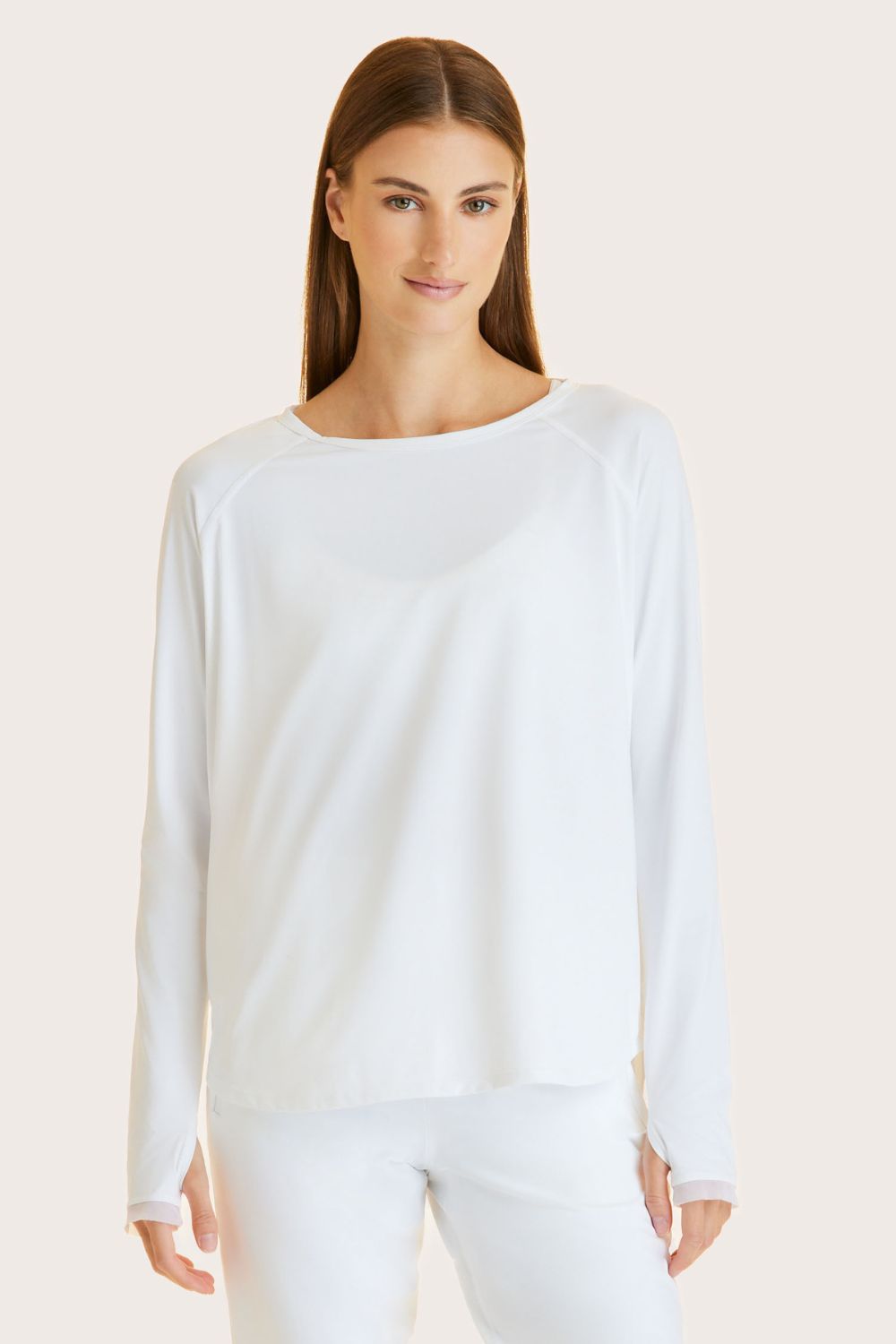 Alala women's Fractal Raglan Long Sleeve Tee in White