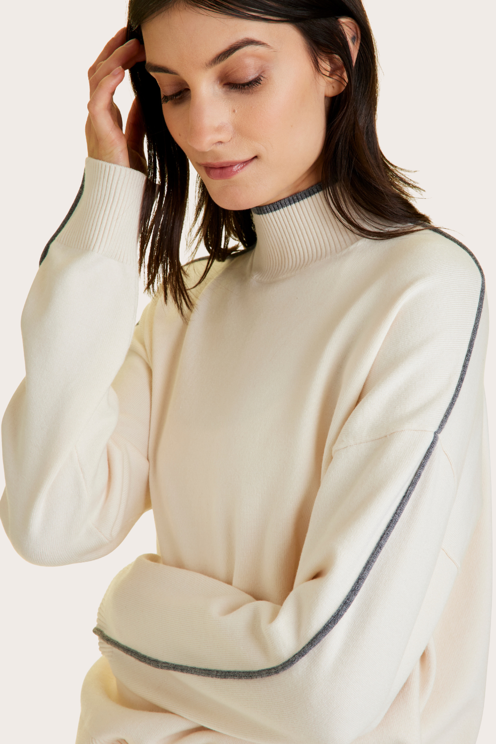 Framed Knit Mock Neck
