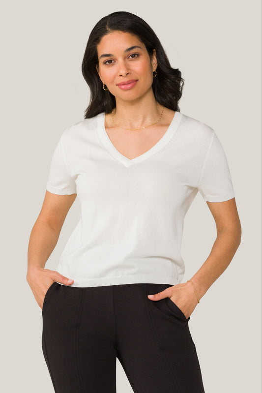 Alala women's knit v-neck t-shirt in bone