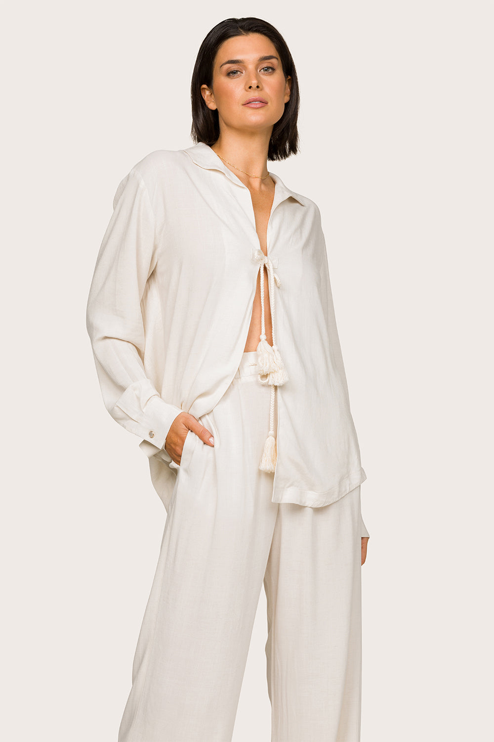 Alala women's linen blend tie-closure shirt