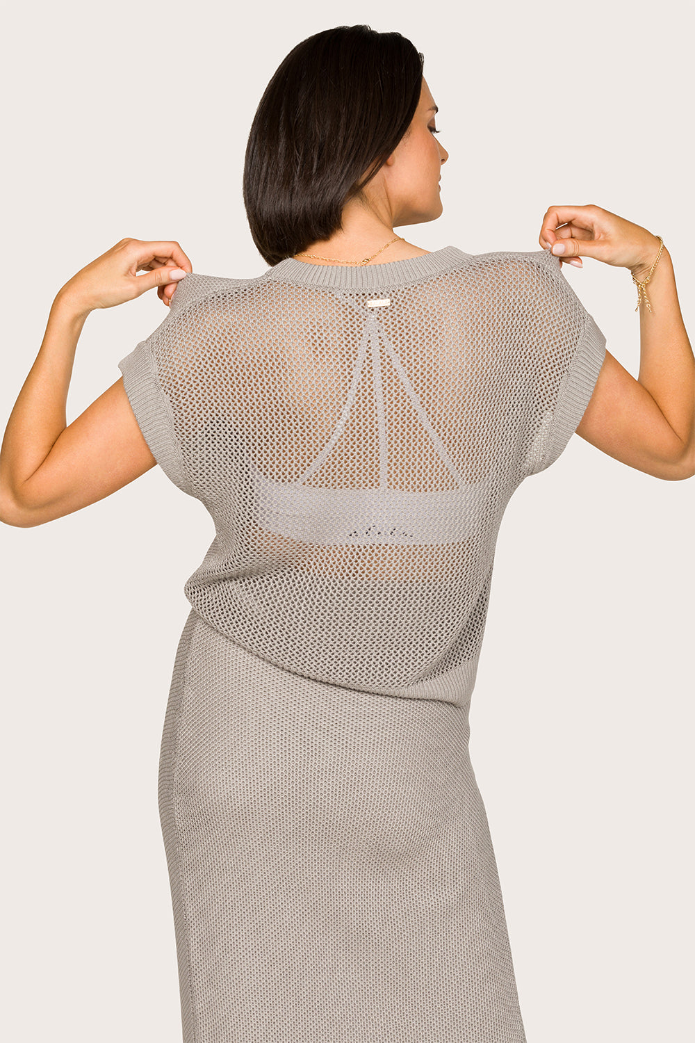 Alala women's knit mesh tank top in grey