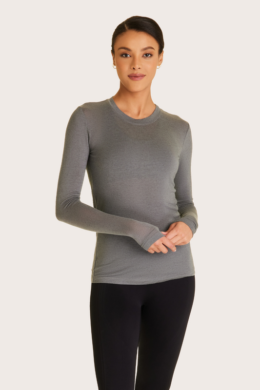 Alala women's cashmere crewneck long sleeve top in grey