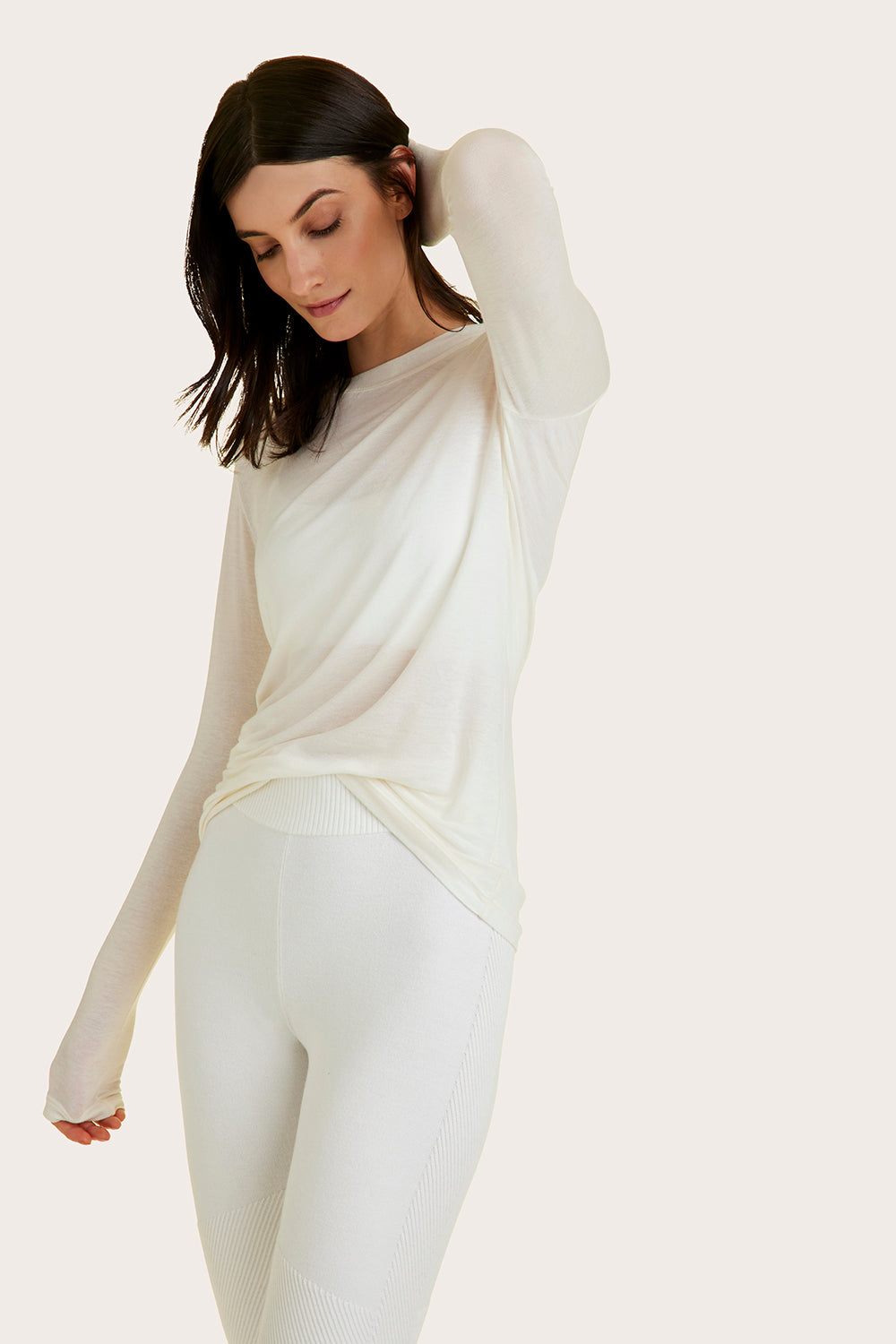 Alala women's cashmere crewneck long sleeve top in white