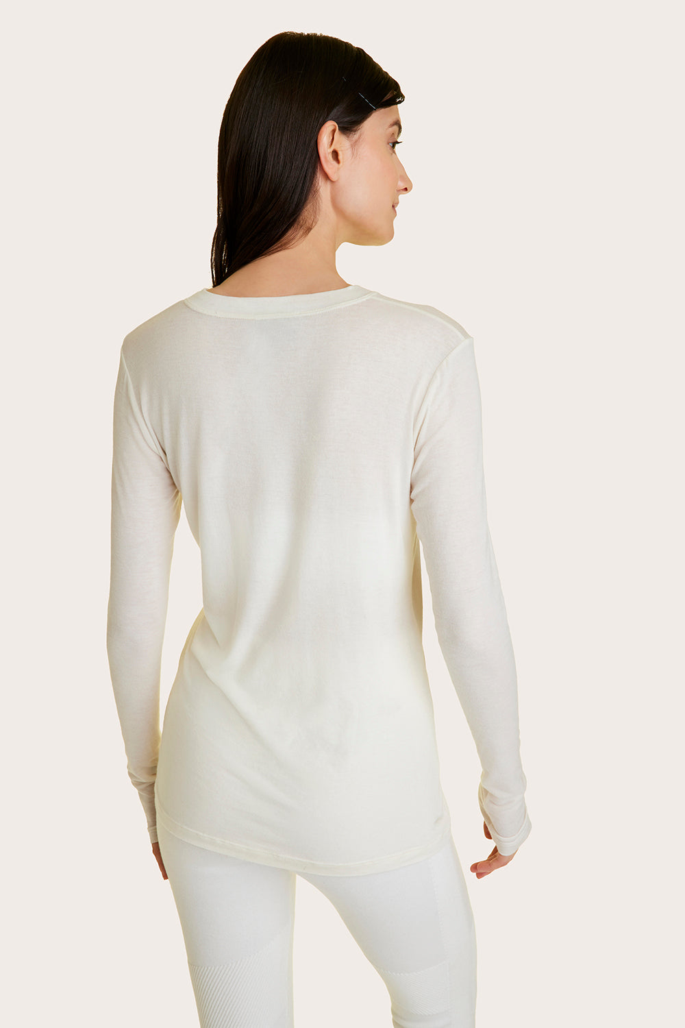 Alala women's cashmere crewneck long sleeve top in white