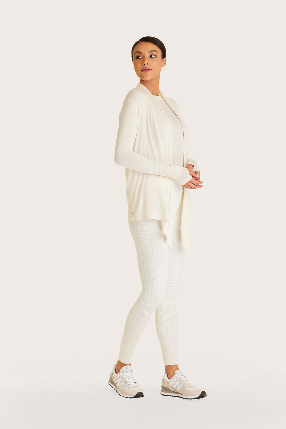 Alala women's cashmere open cardigan in white