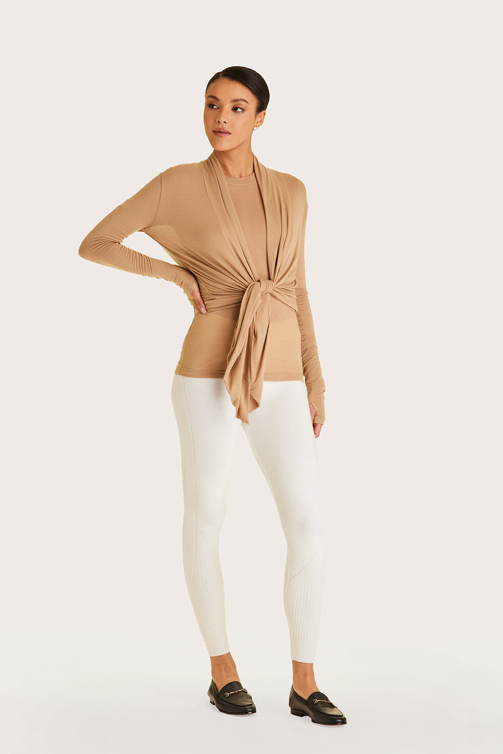 Alala women's cashmere open cardigan in beige