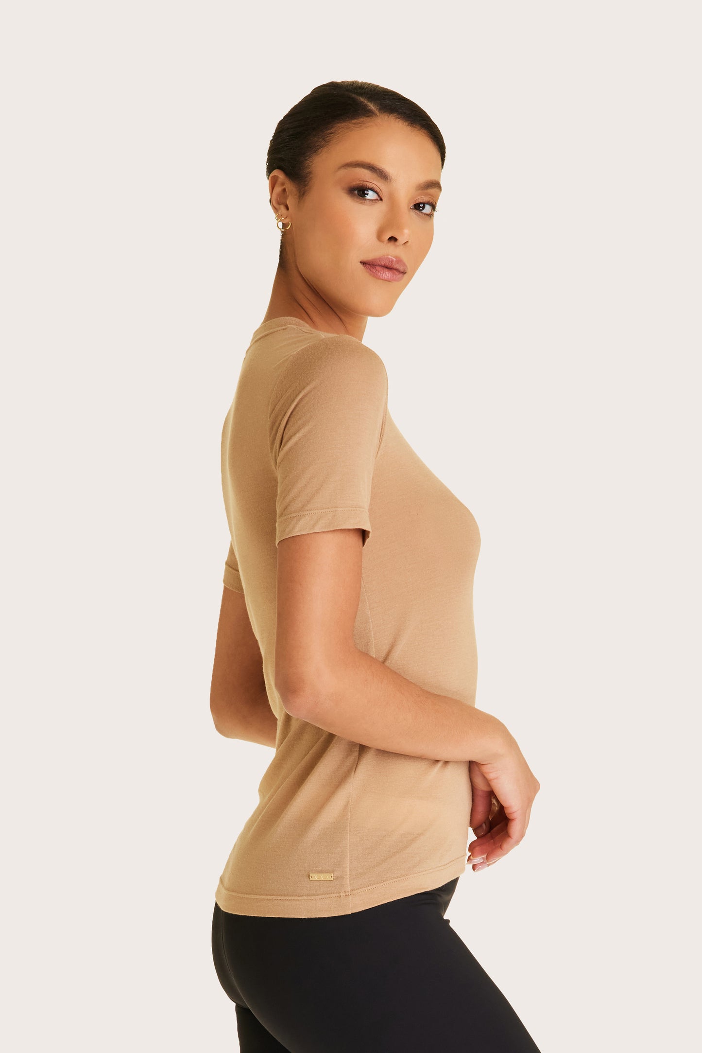 Alala women's Washable Cashmere Tee in camel