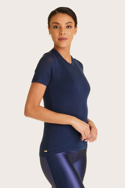 Alala women's Washable Cashmere Tee in Navy