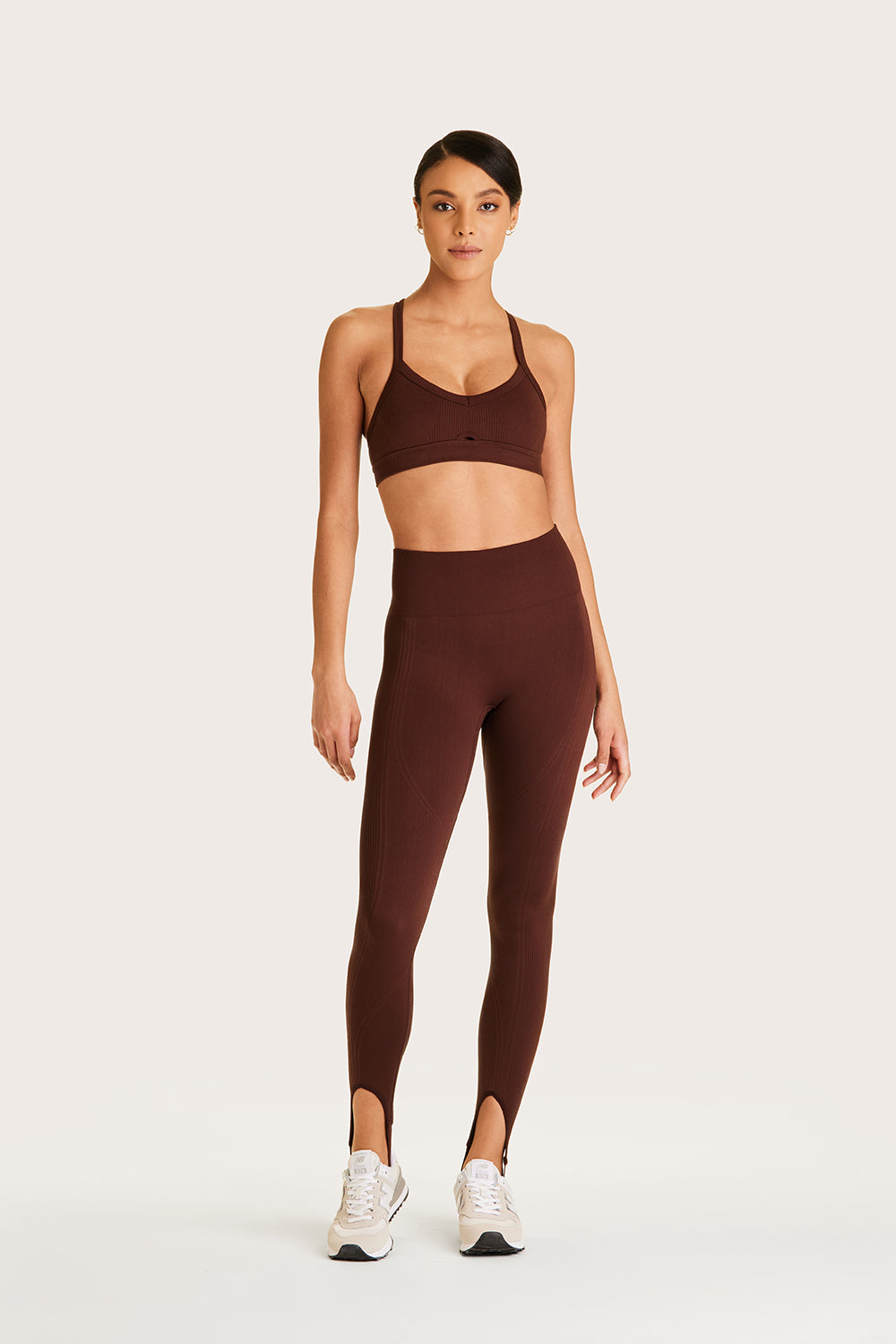 Alala women's seamless stirrup leggings in brown
