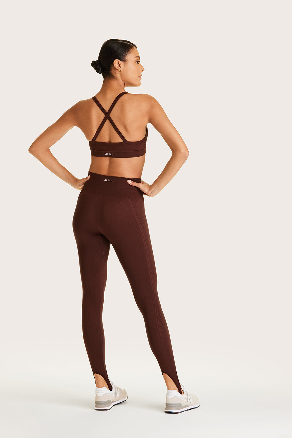 Alala women's seamless stirrup leggings in brown