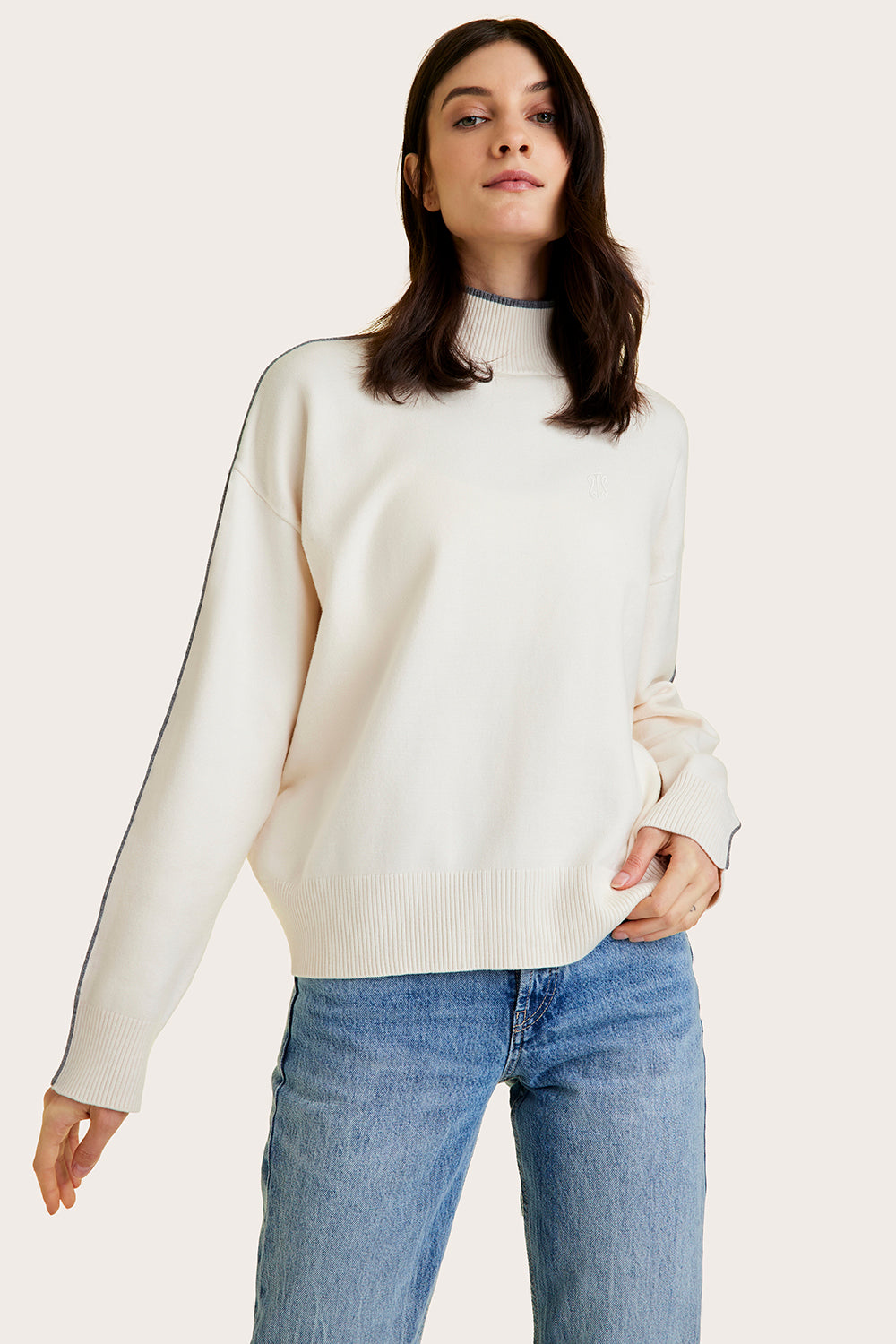 Alala women's mock neck sweater in white