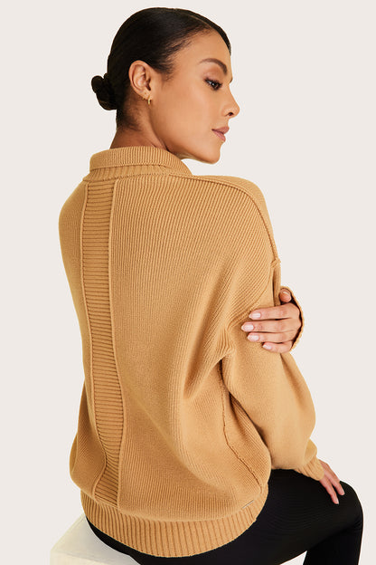 Alala women's collared knit sweater in beige