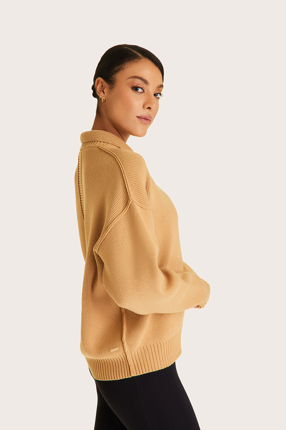 Alala women's collared knit sweater in beige