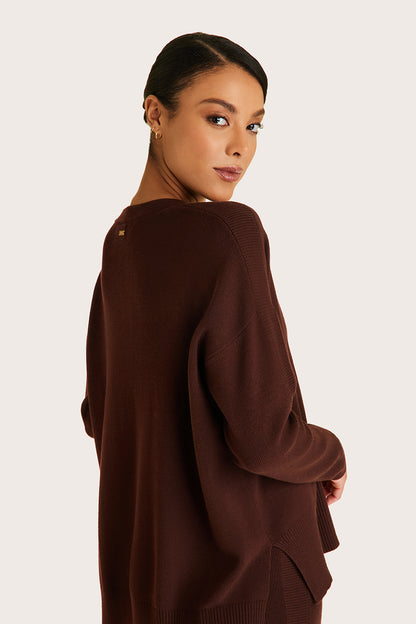 Alala women's knit sweater with buttons in brown