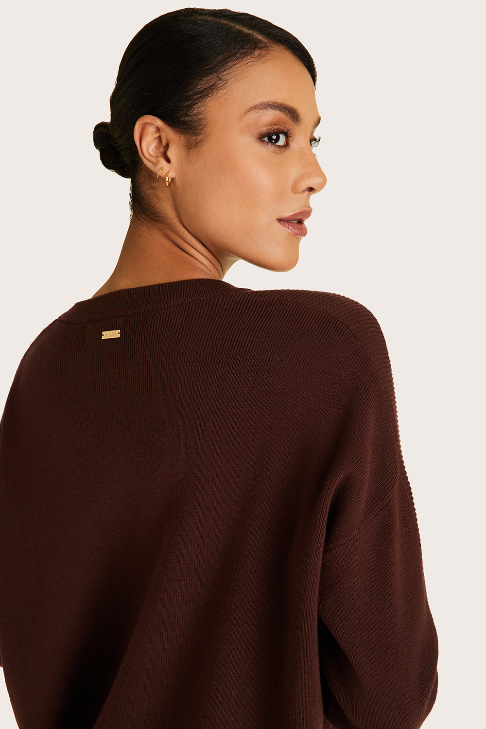 Alala women's knit sweater with buttons in brown
