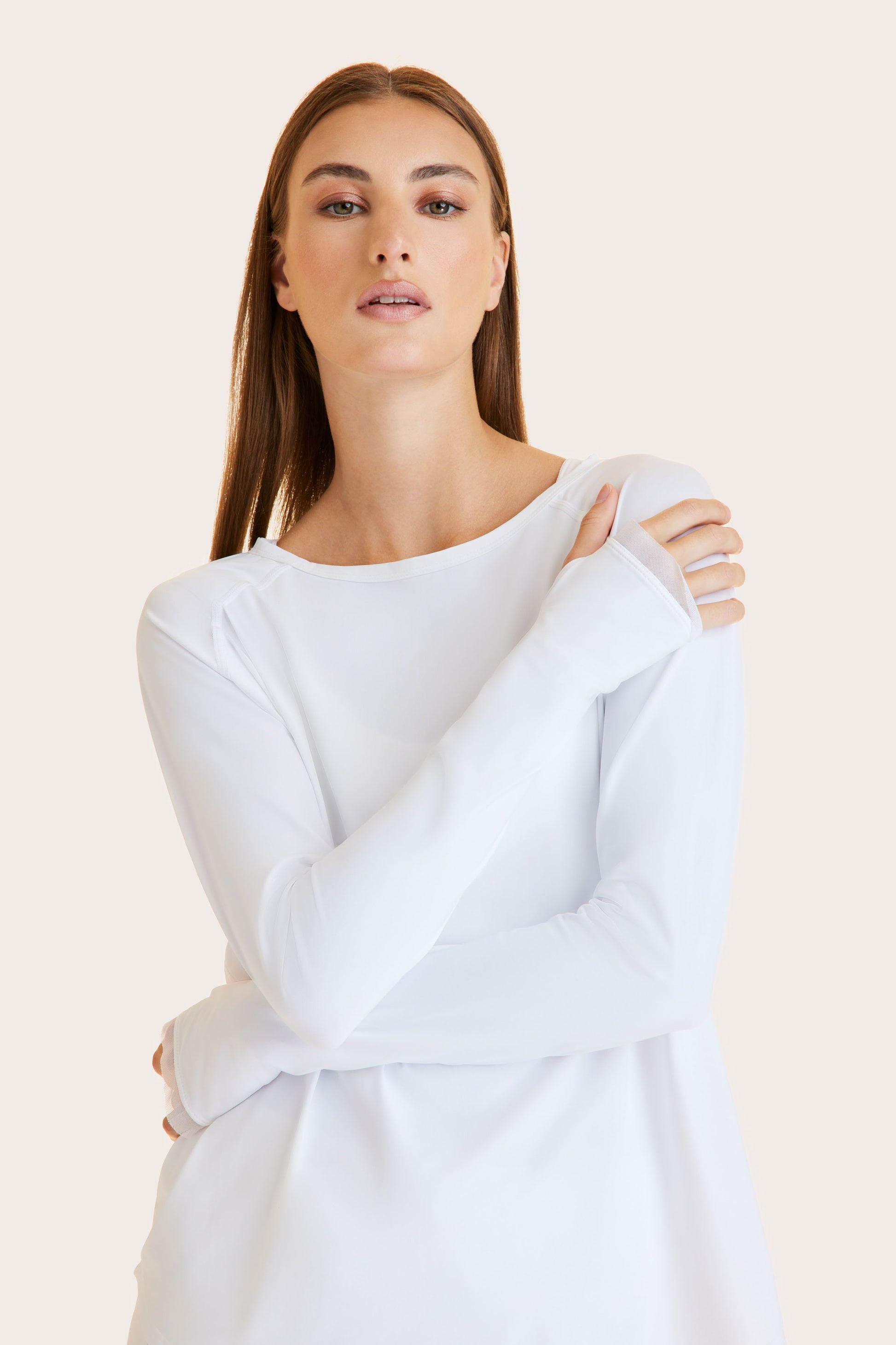 Alala women's Fractal Raglan Long Sleeve Tee in White