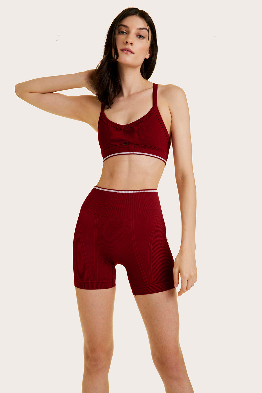 Alala women's barre seamless short in dark red