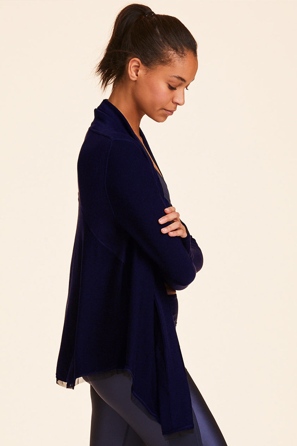 Alala Women's Luxury Athleisure navy cardigan