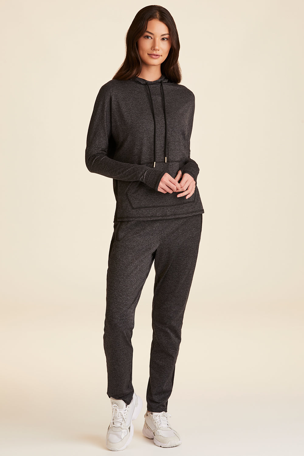 Alala women's Cozy Dolman Hoodie in charcoal