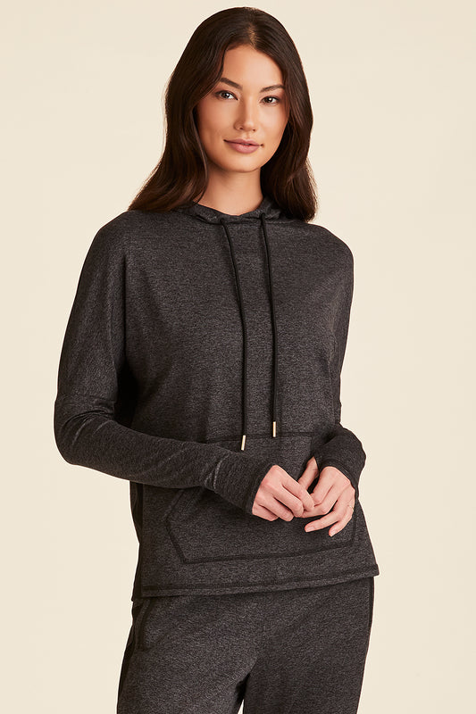 Alala women's Cozy Dolman Hoodie in charcoal