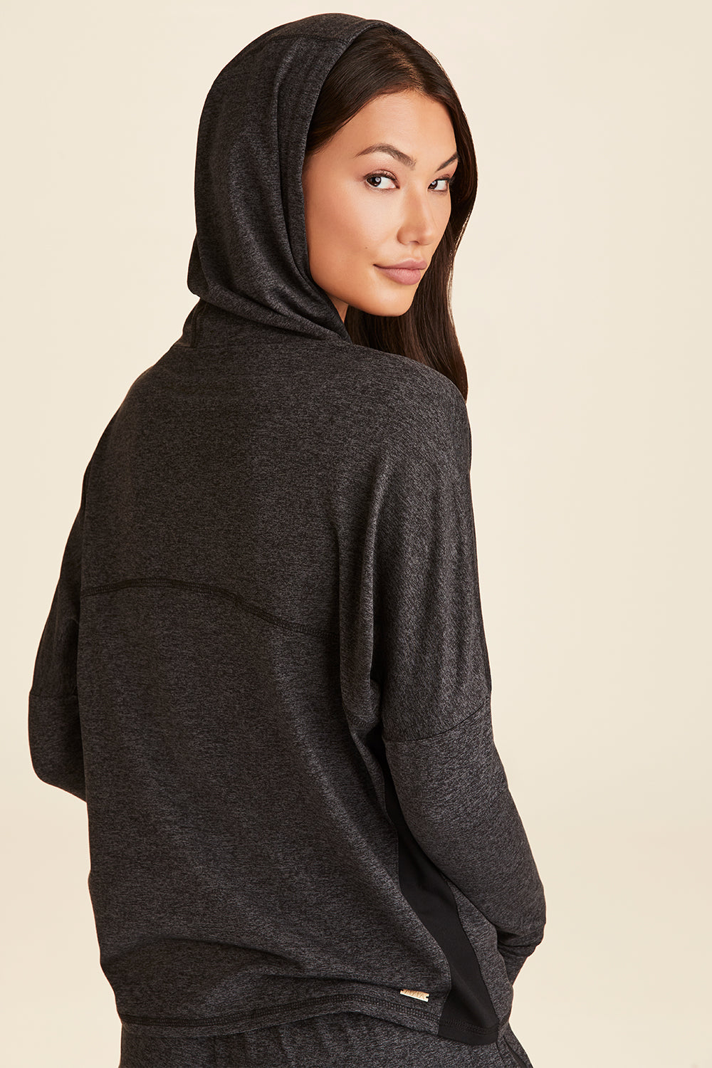 Alala women's Cozy Dolman Hoodie in charcoal