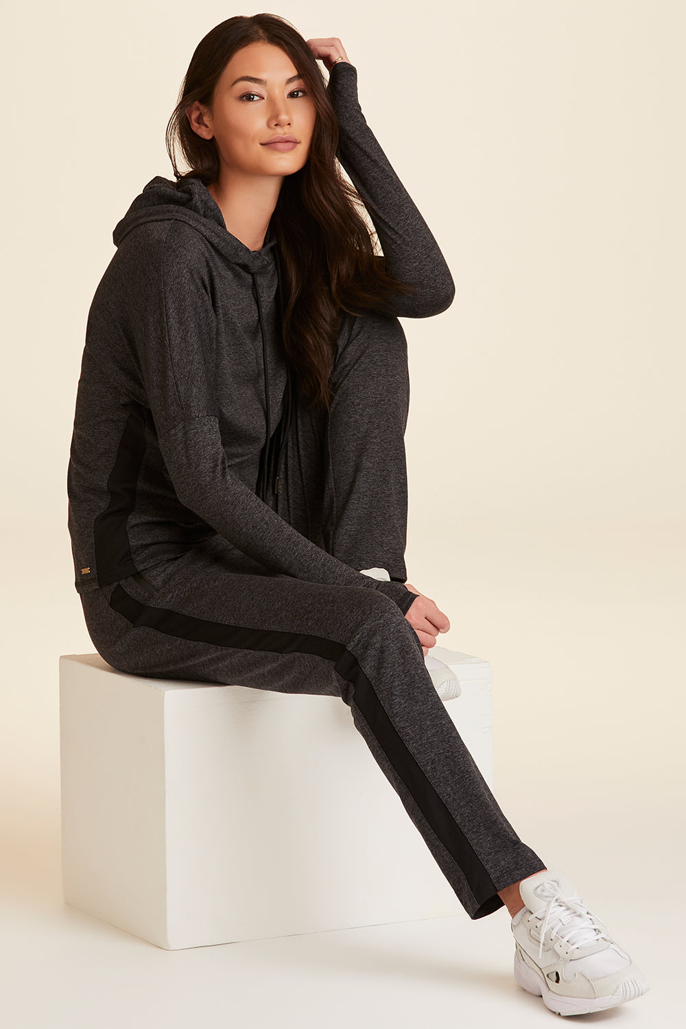 Alala women's Cozy Dolman Hoodie in charcoal