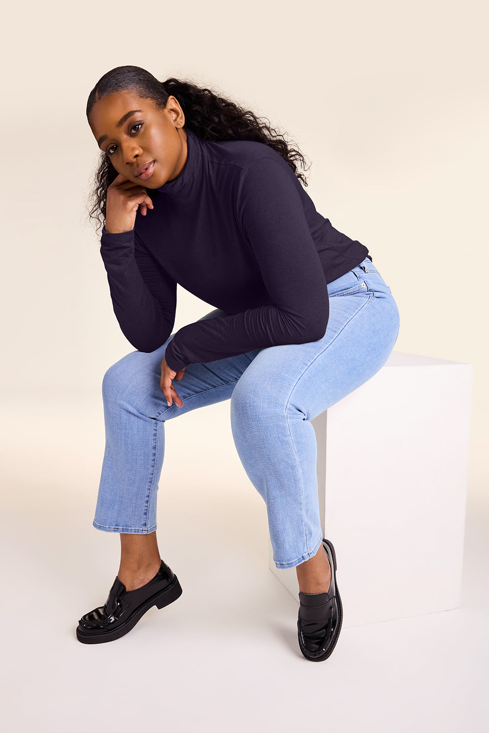 Alala washable cashmere turtleneck in navy