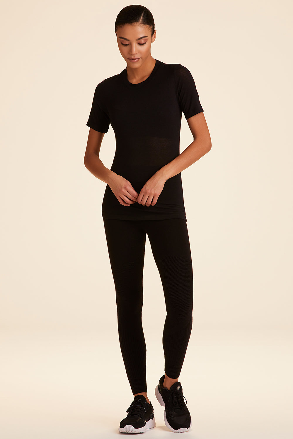 Alala Washable Cashmere Tee in Black