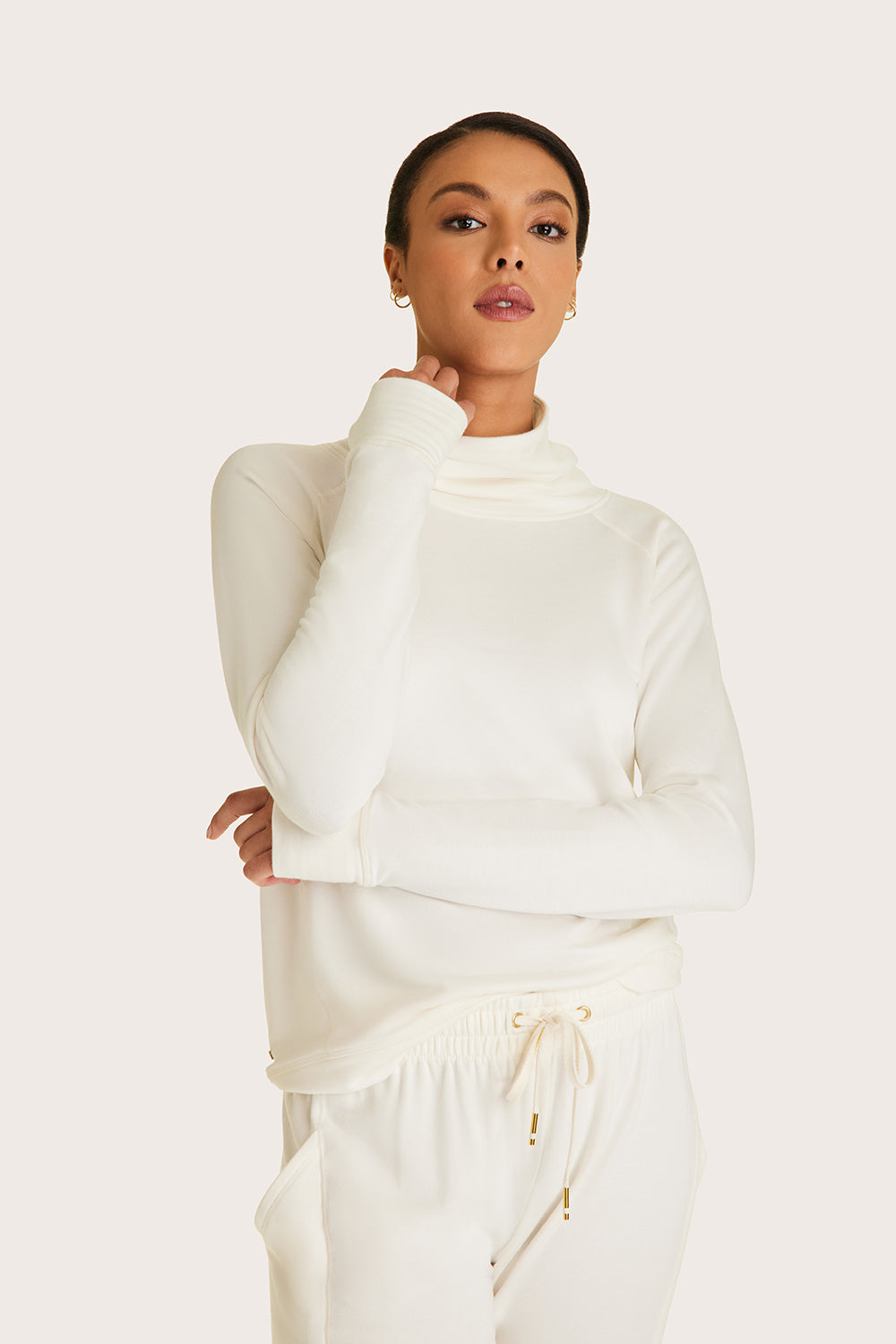 Alala women's funnel neck Fleece Pullover in bone