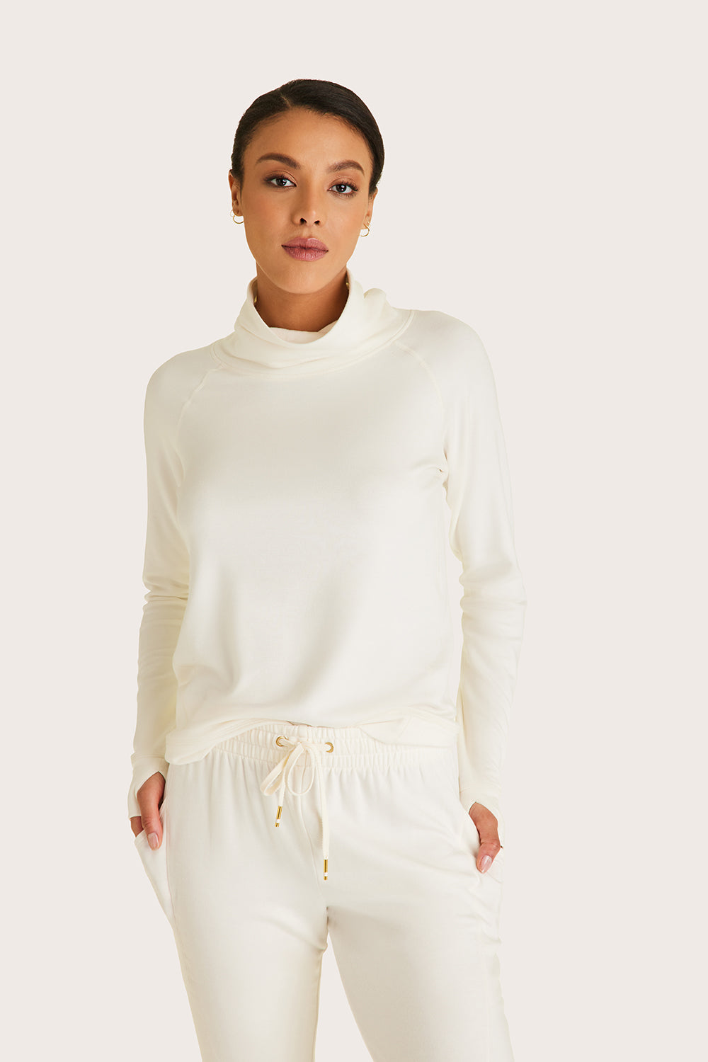 Alala women's funnel neck Fleece Pullover in bone