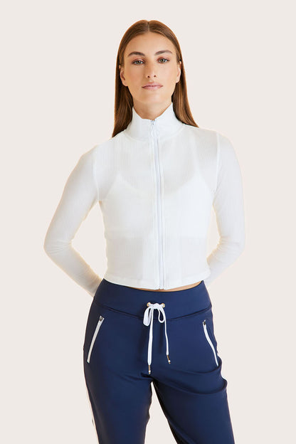Alala women's cropped zip up sweatshirt in white