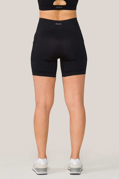 Alala women's seamless bike shorts with pockets in black