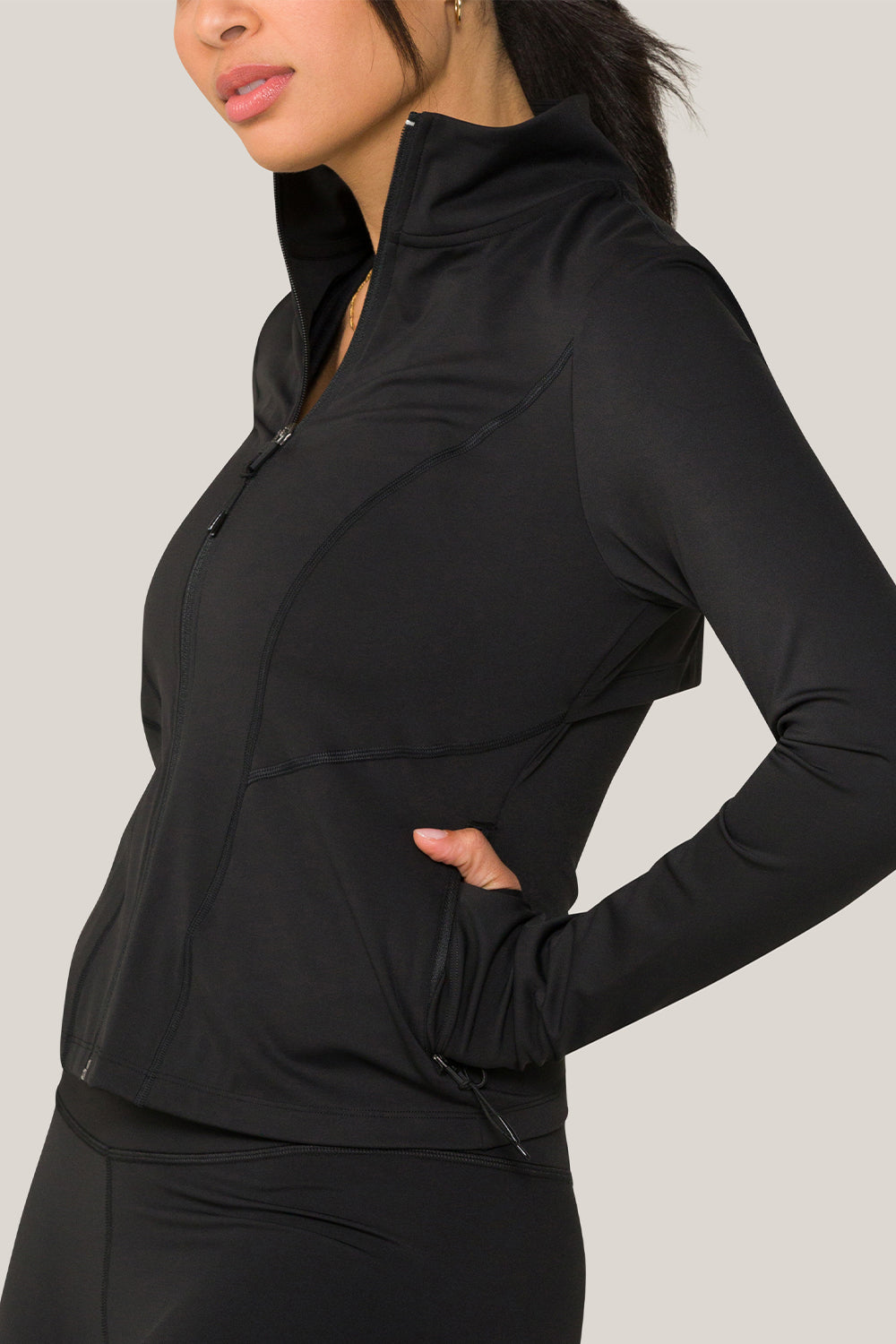 Alala women's zippered active jacket in black