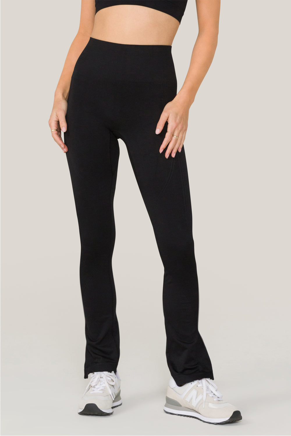 Alala women's seamless flare pant with slit in black