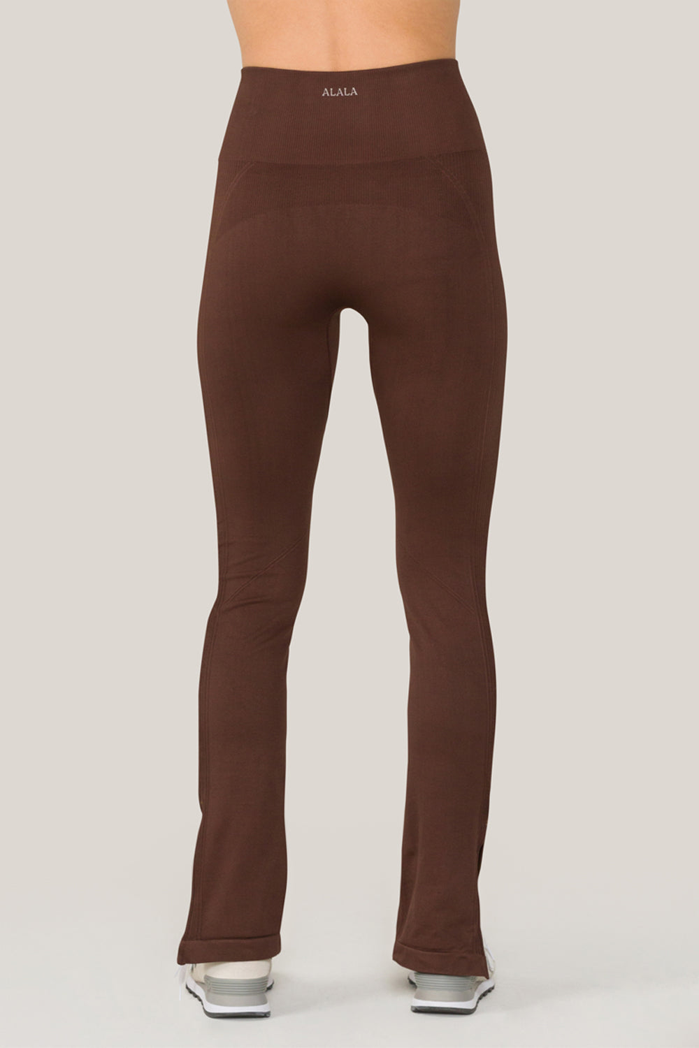 Alala women's seamless flare pant with slit in brown