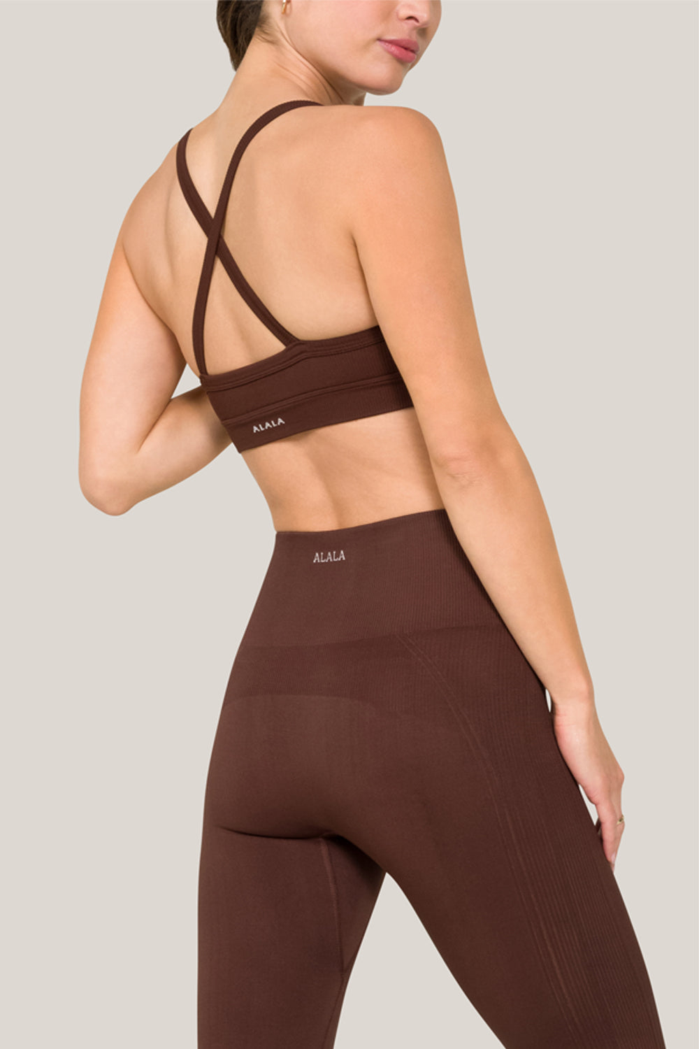 Alala women's seamless flare pant with slit in brown