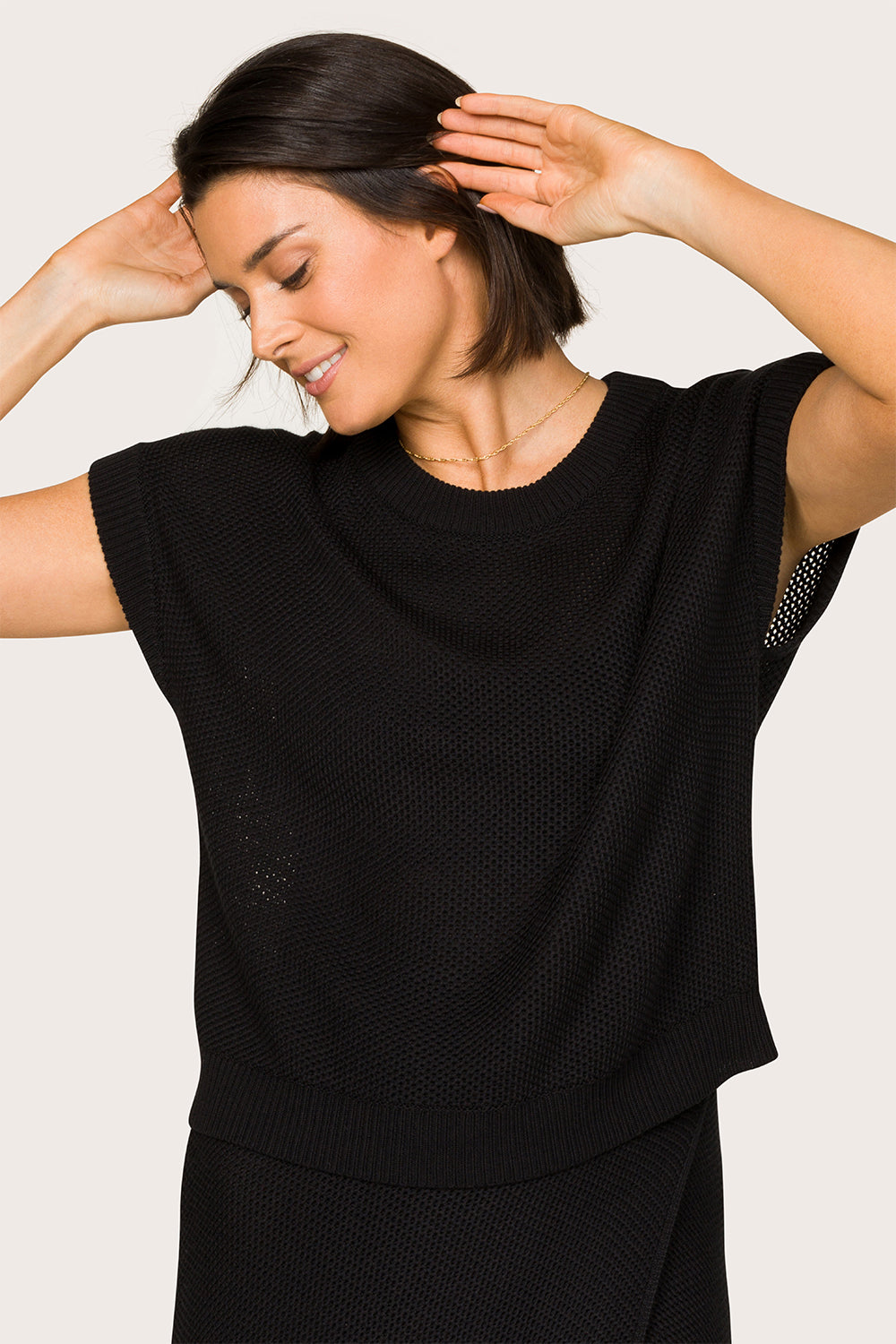 Alala women's knit mesh tank top in black