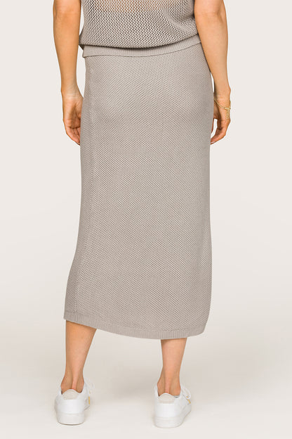 Alala women's knit mesh maxi skirt in grey