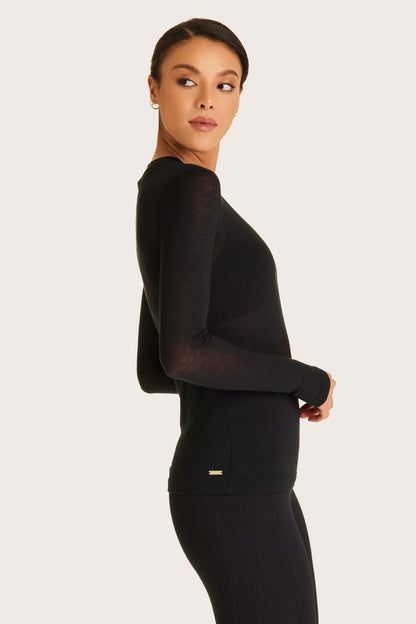 Alala women's cashmere crewneck long sleeve top in black