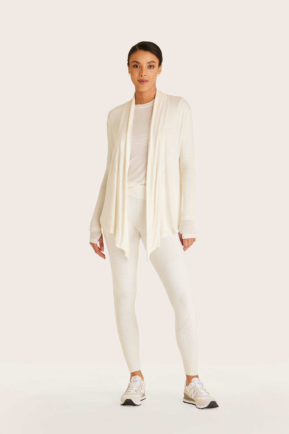 Alala women's cashmere open cardigan in white