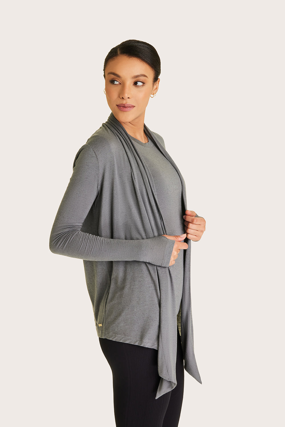 Alala women's cashmere open cardigan in grey