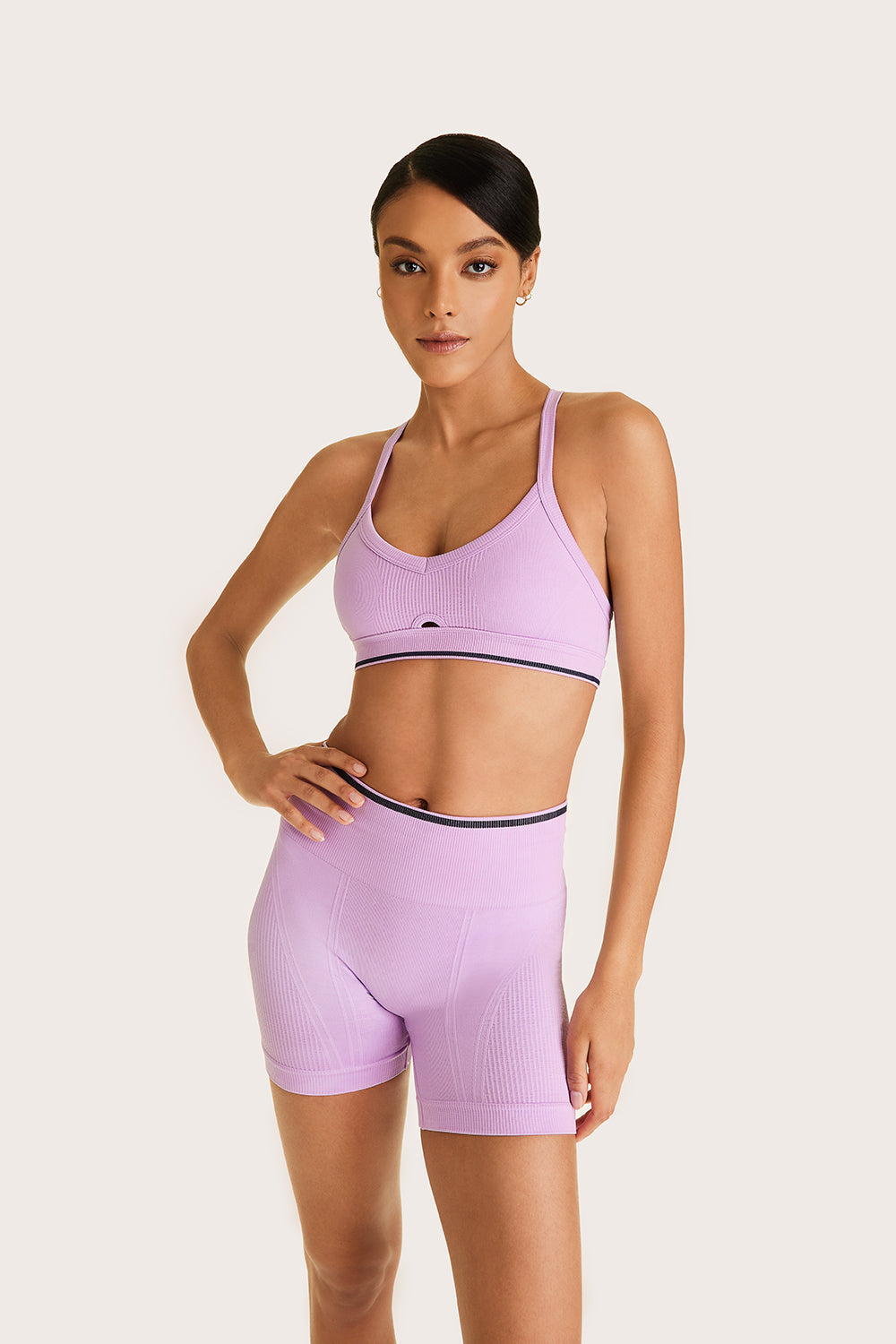 South Beach twist strap light support sports bra in violet