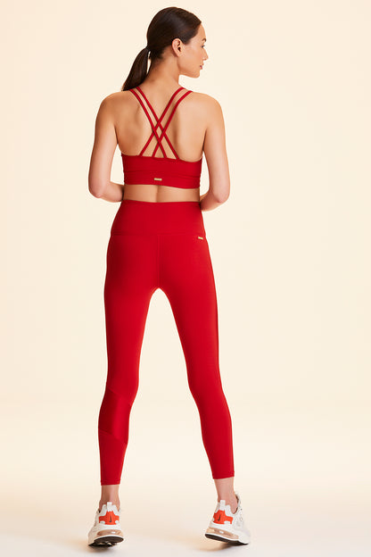 Back view of Alala Women's Luxury Athleisure red tight