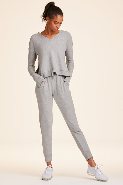 Front  view of Alala Women's Luxury Athleisure super-soft grey sweatpant